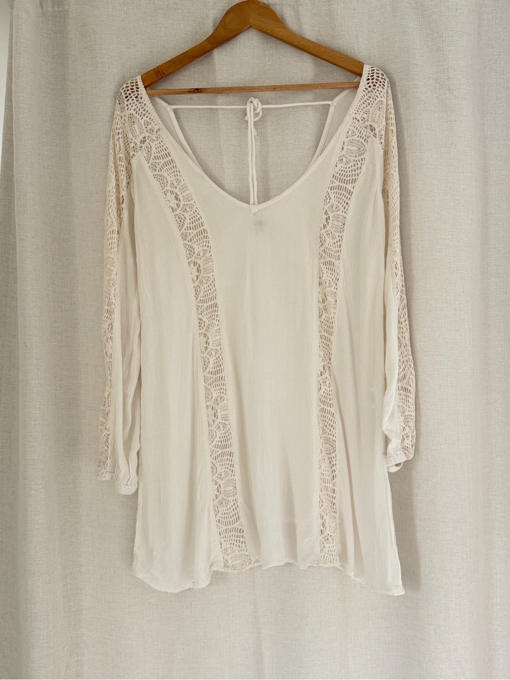 O'Neill Kasia Coverup White Lightweight V-Neck Beach Tunic Small